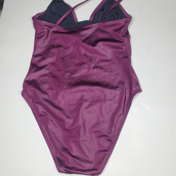 Solid & Striped || Olympia Metallic Eggplant One Piece Bathing Suit Small - Picture 5 of 13